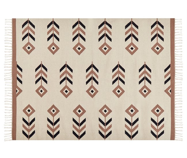 Conforama Alfombra Kilim De Algodón Beige/negro 140 X 200 Cm NIAVAN