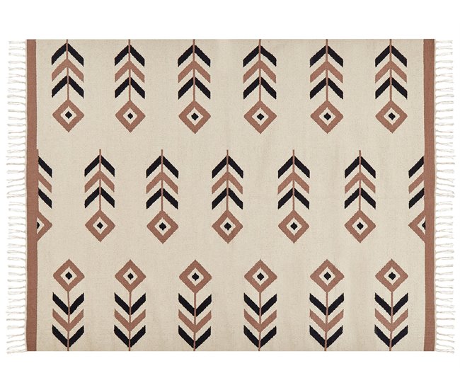 Conforama Alfombra Kilim De Algodón Beige/negro 160 X 230 Cm NIAVAN