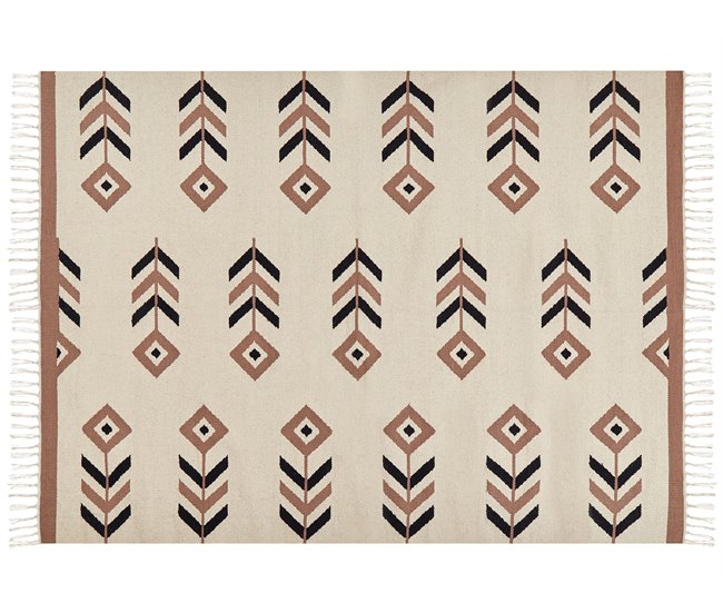 Conforama Alfombra Kilim De Algodón Beige/negro 200 X 300 Cm NIAVAN