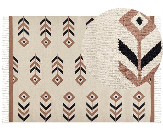 Conforama Alfombra kilim de algodón beige/negro 200 x 300 cm NIAVAN