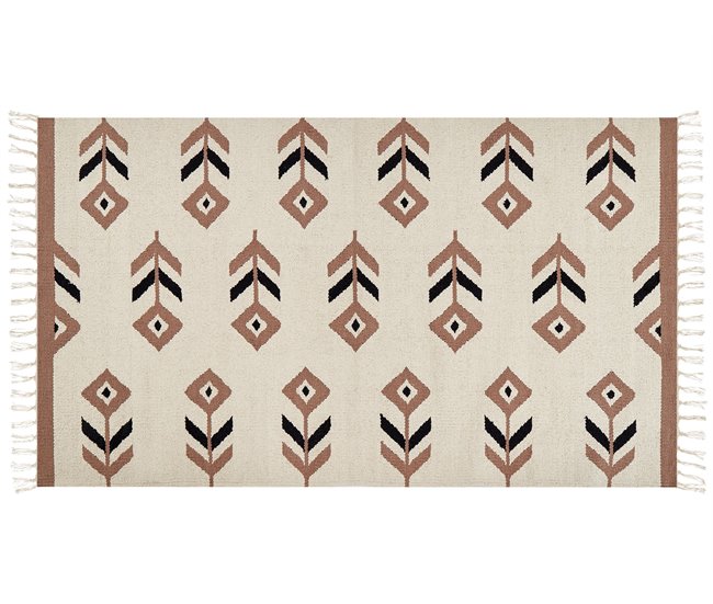 Conforama Alfombra Kilim De Algodón Beige/negro 80 X 150 Cm NIAVAN