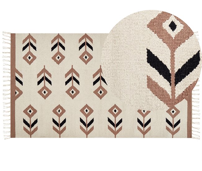 Conforama Alfombra kilim de algodón beige/negro 80 x 150 cm NIAVAN