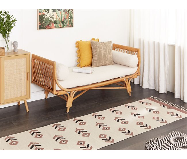 Conforama Alfombra Kilim De Algodón Beige/negro 80 X 300 Cm NIAVAN