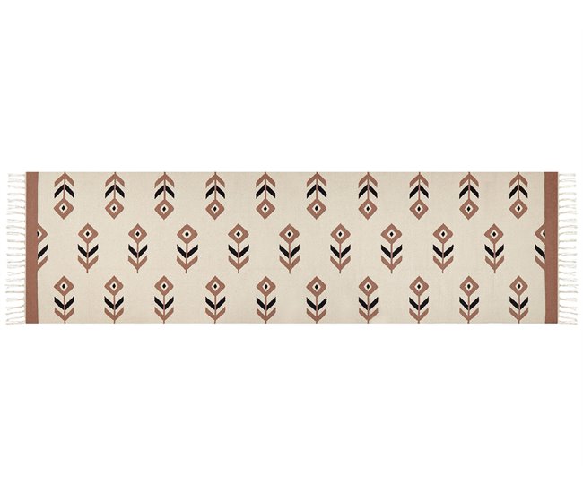 Conforama Alfombra Kilim De Algodón Beige/negro 80 X 300 Cm NIAVAN