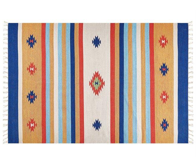 Conforama Alfombra Kilim De Algodón Rojo/azul/amarillo 200 X 300 Cm TARONIK