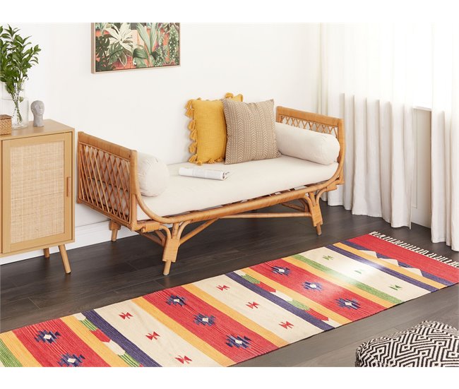 Conforama Alfombra Kilim De Algodón Rojo/beige 80 X 300 Cm ALAPARS