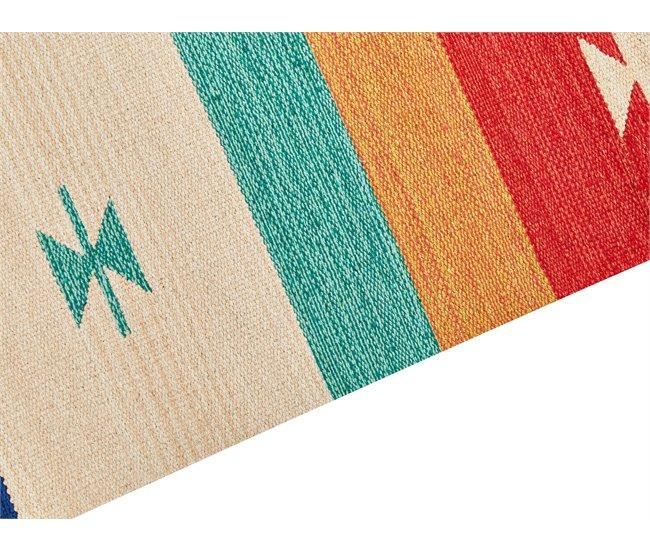 Conforama Alfombra Kilim De Algodón Rojo/beige/gris 80 X 300 Cm MARGARA