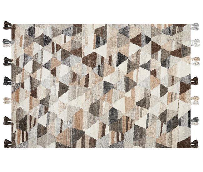 Conforama Alfombra Kilim De Lana Beige/marrón/negro 160 X 230 Cm ARGAVAND