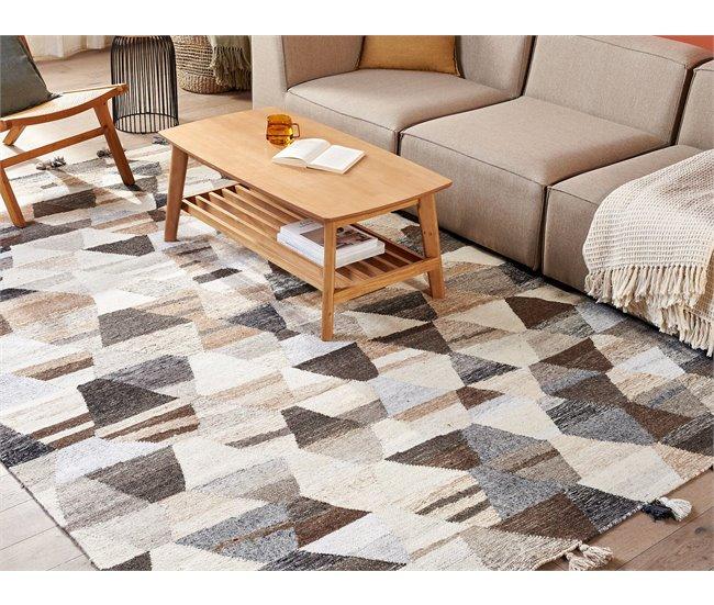 Conforama Alfombra Kilim De Lana Beige/marrón/negro 200 X 300 Cm ARGAVAND