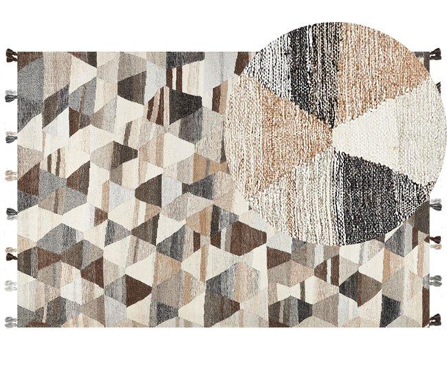 Conforama Alfombra kilim de lana beige/marrón/negro 200 x 300 cm ARGAVAND