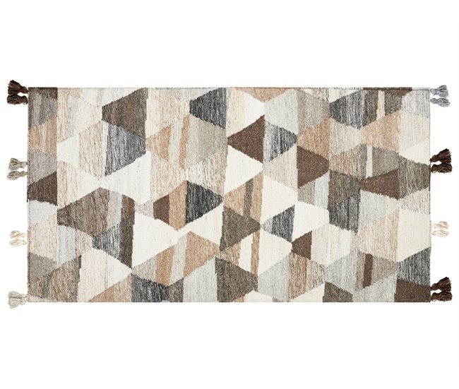 Conforama Alfombra Kilim De Lana Beige/marrón/negro 80 X 150 Cm ARGAVAND