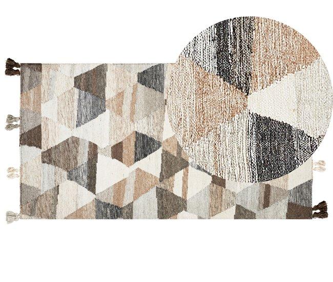Conforama Alfombra kilim de lana beige/marrón/negro 80 x 150 cm ARGAVAND