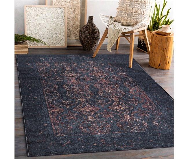Conforama Alfombra Lavable ANDRE 1013 Ornamento Vintage Antideslizante 80x150 Cm