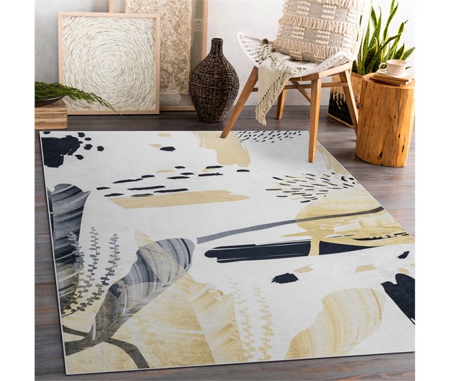 Conforama Alfombra Lavable ANDRE 1097 Abstracción Antideslizante 80x150 Cm