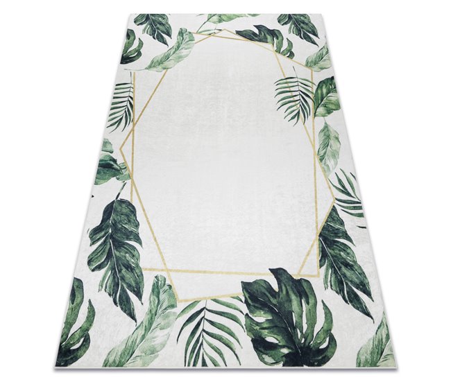 Conforama Alfombra lavable ANDRE 1168 Hojas de monstera geométrico antideslizante 80x150 cm