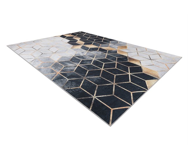 Conforama Alfombra Lavable ANDRE 1171 Cubo Geométrico Antideslizante 160x220 Cm