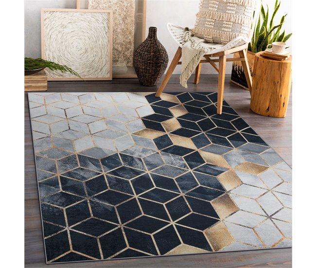Conforama Alfombra Lavable ANDRE 1171 Cubo Geométrico Antideslizante 80x150 Cm