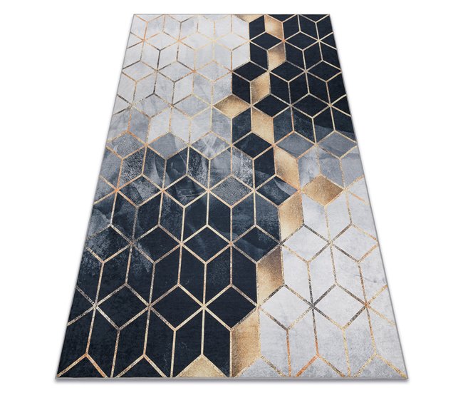 Conforama Alfombra lavable ANDRE 1171 Cubo geométrico antideslizante 80x150 cm
