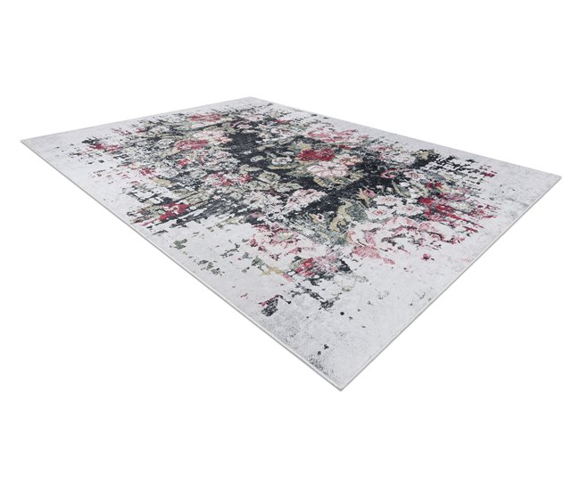 Conforama Alfombra Lavable ANDRE 1816D Flores Vintage Antideslizante 120x170 Cm