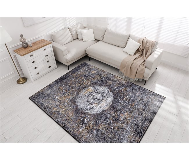 Conforama Alfombra Lavable MIRO 51453.805 Rosetón Vintage Antideslizante - 160x220 Cm