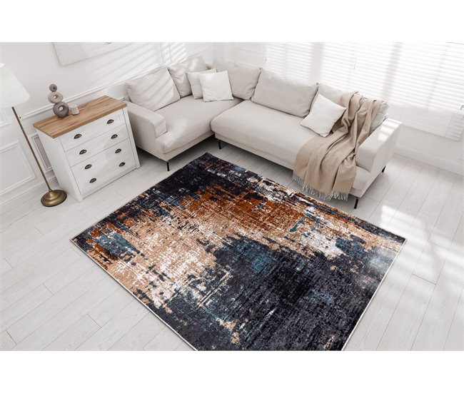 Conforama Alfombra Lavable MIRO 51454.802 Abstracción Antideslizante - Oscuro 80x150 Cm