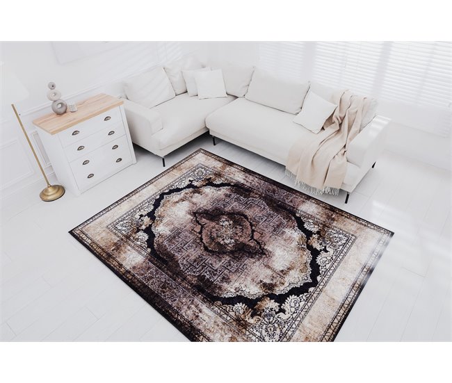 Conforama Alfombra Lavable MIRO 51664.805 Rosetón Marco Antideslizante - 120x170 Cm