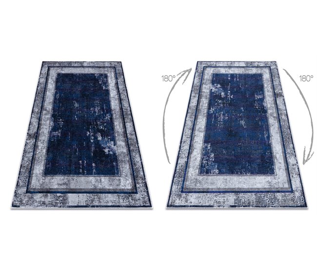 Conforama Alfombra Lavable MIRO 51676.813 Griego Vintage Marco Antideslizante - Oscuro 160x220 Cm