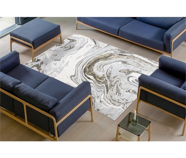 Conforama Alfombra LIRA E1686 Abstracta Estructural Moderna Glamour 140x190 Cm