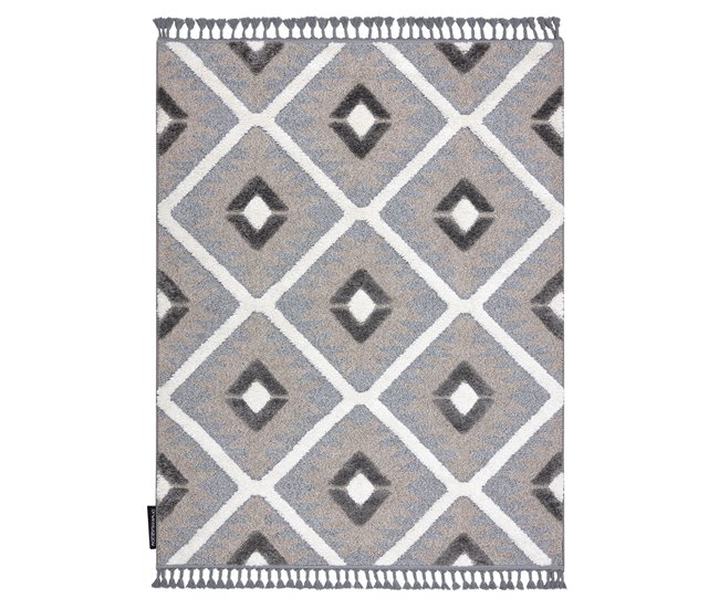 Conforama Alfombra MAROC P651 Diamantes Franjas Bereber Marroquí Shaggy 80x150 Cm