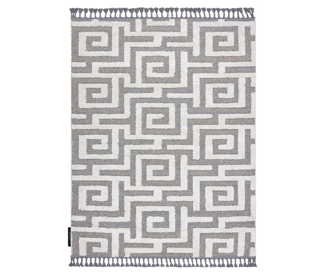 Conforama Alfombra MAROC P655 Laberinto Griego Franjas Bereber Marroquí Shaggy 200x290 Cm