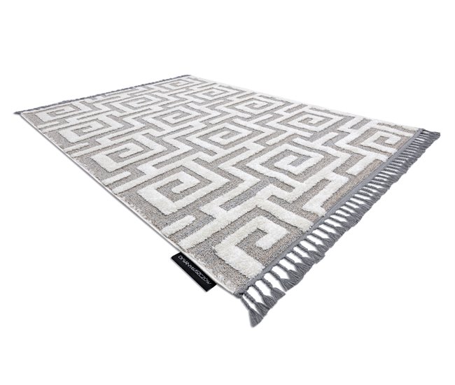 Conforama Alfombra MAROC P655 Laberinto Griego Franjas Bereber Marroquí Shaggy 160x220 Cm