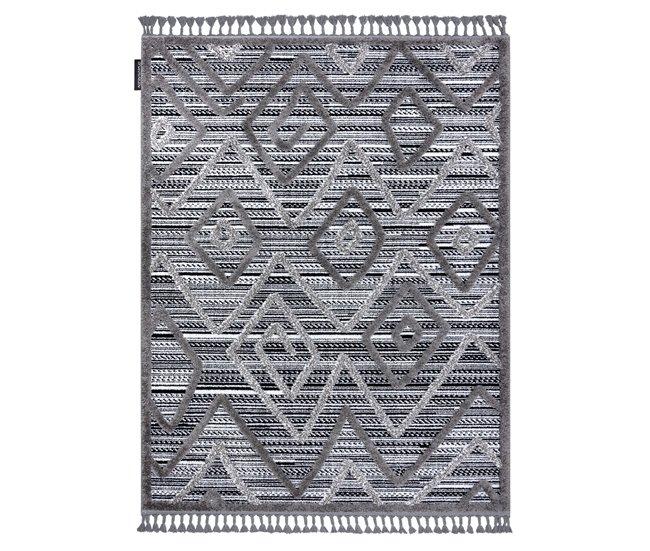 Conforama Alfombra MAROC P657 Diamantes Zigzag Étnico Franjas Bereber Marroquí Shaggy 140x190 Cm