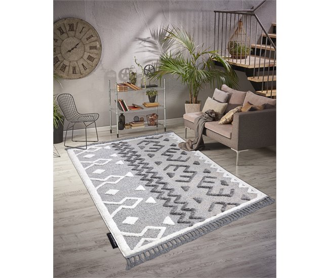 Conforama Alfombra MAROC P659 Azteca Étnico Franjas Bereber Marroquí Shaggy 180x270 Cm