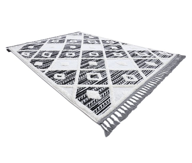 Conforama Alfombra MAROC P662 Diamantes Franjas Bereber Marroquí Shaggy 120x170 Cm