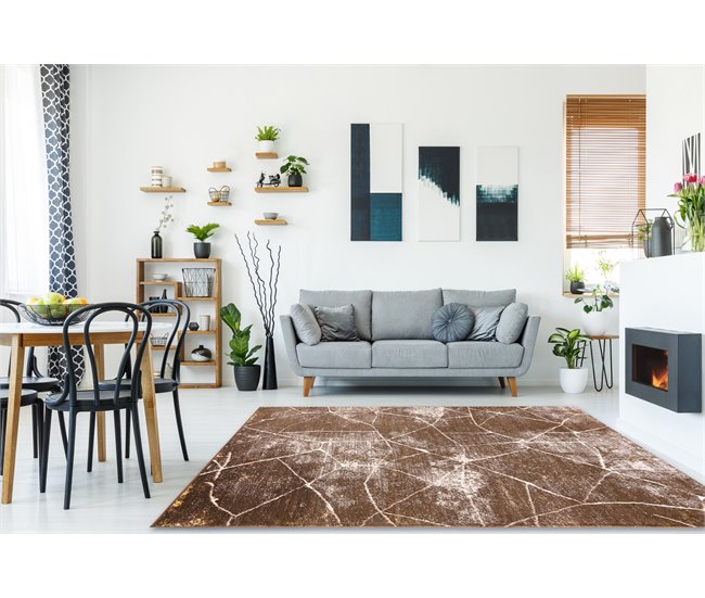 Conforama Alfombra MEFE Moderna 2783 Mármol - Structural Dos Niveles De Vellón Obscuro 120x170 Cm
