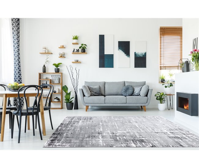 Conforama Alfombra MEFE Moderna 8722 Líneas Vintage - Structural Dos Niveles De Vellón 80x150 Cm