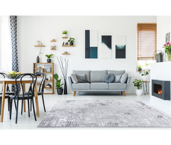 Conforama Alfombra MEFE Moderna 8725 Círculos Huella Dactilar - Structural Dos Niveles De Vellón 160x220 Cm