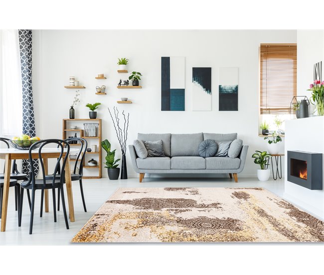 Conforama Alfombra MEFE Moderna 8731 Rosetón Vintage - Structural Dos Niveles De Vellón 120x170 Cm