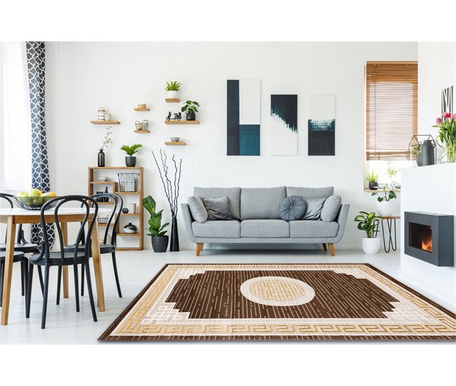 Conforama Alfombra MEFE Moderna 9096 Marco Llave Griega - Structural Dos Niveles De Vellón 200x290 Cm