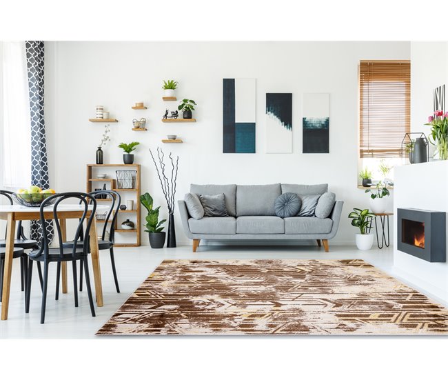 Conforama Alfombra MEFE Moderna B402 Vintage - Structural Dos Niveles De Vellón Obscuro 140x190 Cm