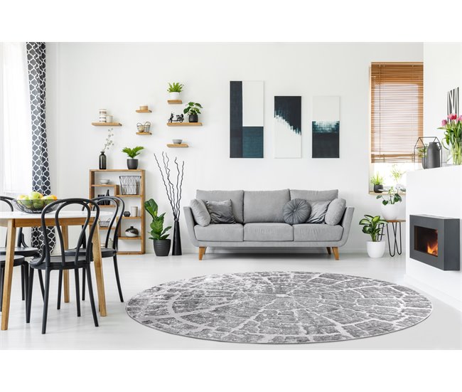 Conforama Alfombra MEFE Moderna Circulo 6185 Árbol Madera - Structural Dos Niveles De Vellón Cercle 100 Cm