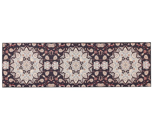 Conforama Alfombra negra y beige 60 x 200 cm ARITAS