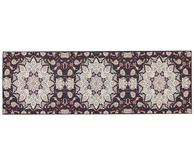 Conforama Alfombra negra y beige 80 x 240 cm ARITAS