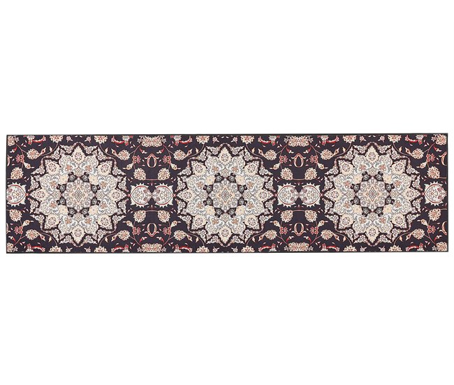 Conforama Alfombra negra y beige 80 x 300 cm ARITAS