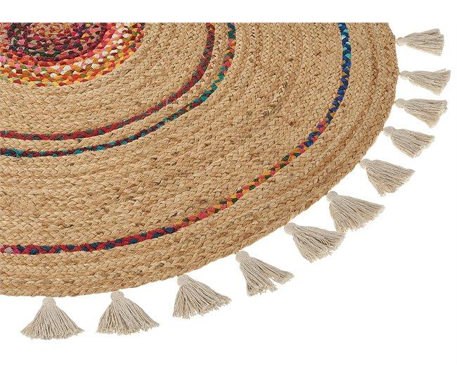 Conforama Alfombra Redonda De Yute Beige ⌀ 140 Cm OBAKOY