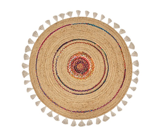 Conforama Alfombra redonda de yute beige ⌀ 140 cm OBAKOY