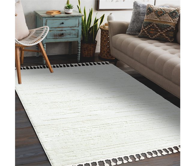 Conforama Alfombra SEVILLA AC53B Rayas Franjas Bereber Marroquí Shaggy 240x330 Cm