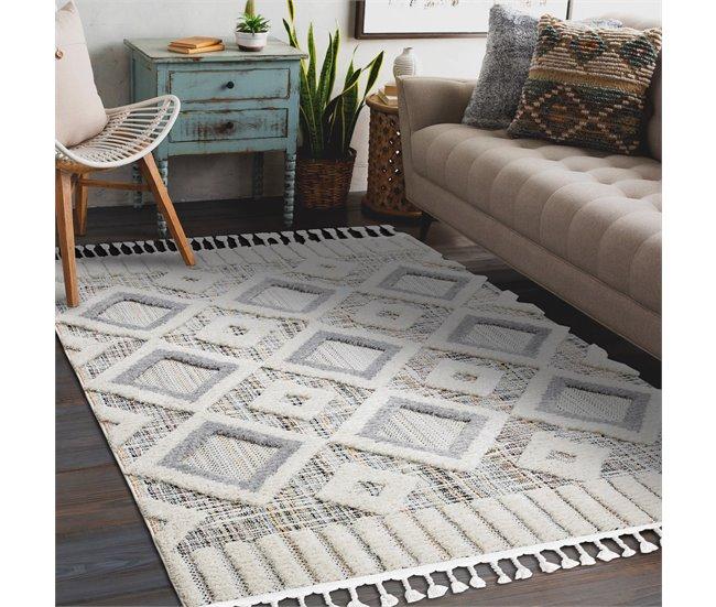 Conforama Alfombra SEVILLA Y523C Diamantes Franjas Bereber Marroquí Shaggy 120x170 Cm