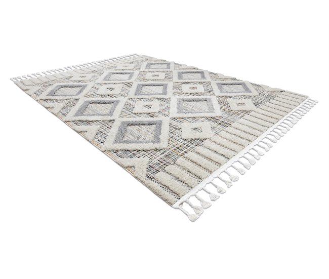 Conforama Alfombra SEVILLA Y523C Diamantes Franjas Bereber Marroquí Shaggy 120x170 Cm