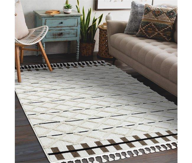 Conforama Alfombra SEVILLA Y611A Conducción Diamantes Franjas Bereber Marroquí Shaggy 160x220 Cm